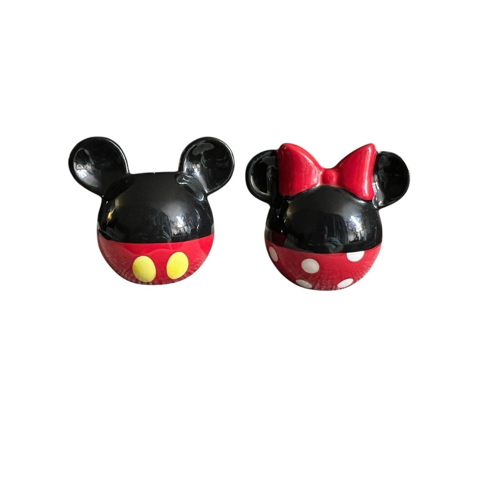 Disney Mickey‎ and Minnie Mouse Ceramic Salt and Pepper Shakers Set, Red & Black